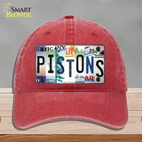 Pistons Strip Art Novelty License Plate Hat Tag Unconstructed Cotton / Red