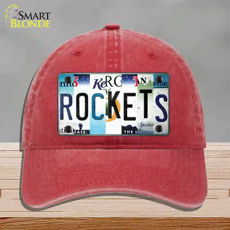 Rockets Strip Art Novelty License Plate Hat Tag Unconstructed Cotton / Red