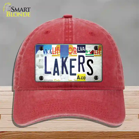 Lakers Strip Art Novelty License Plate Hat Tag Unconstructed Cotton / Red