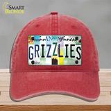 Grizzlies Strip Art Novelty License Plate Hat Tag Unconstructed Cotton / Red