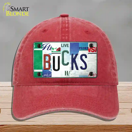 Bucks Strip Art Novelty License Plate Hat Tag Unconstructed Cotton / Red