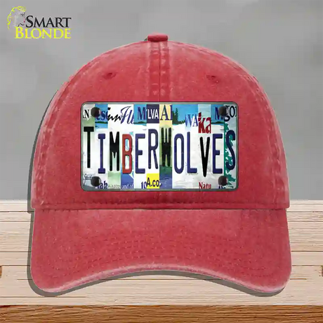 Timberwolves Strip Art Novelty License Plate Hat Tag Unconstructed Cotton / Red