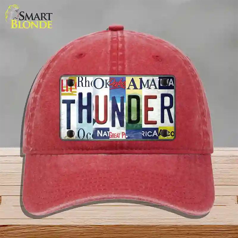 Thunder Strip Art Novelty License Plate Hat Tag Unconstructed Cotton / Red