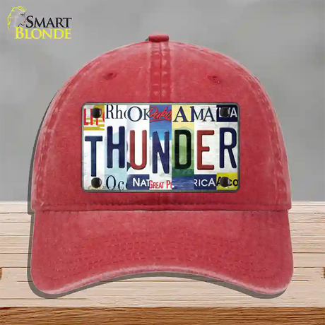 Thunder Strip Art Novelty License Plate Hat Tag Unconstructed Cotton / Red