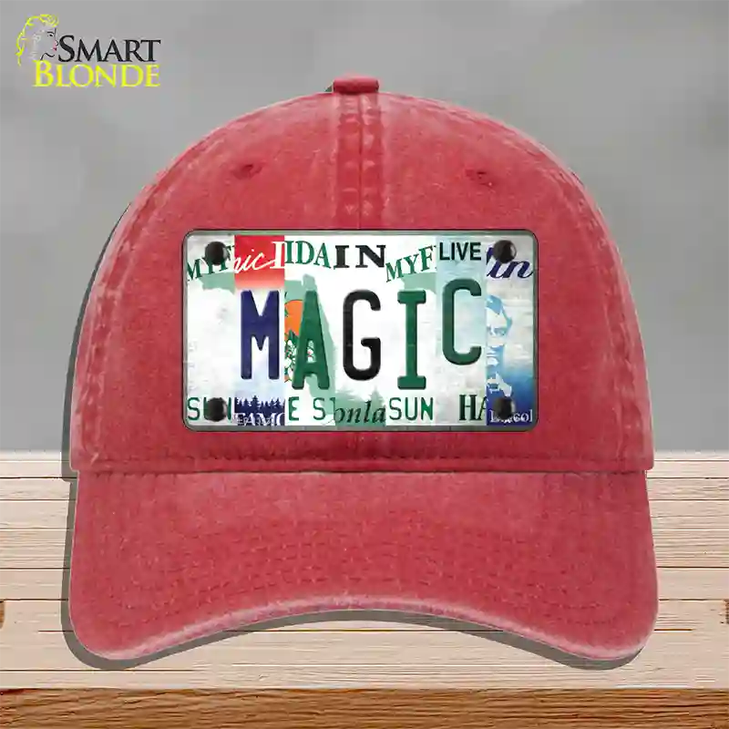 Magic Strip Art Novelty License Plate Hat Tag Unconstructed Cotton / Red