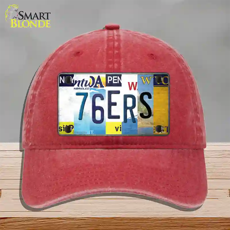 76ers Strip Art Novelty License Plate Hat Tag Unconstructed Cotton / Red