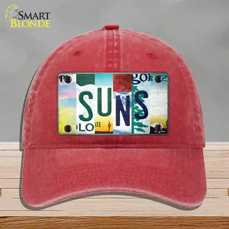 Suns Strip Art Novelty License Plate Hat Tag Unconstructed Cotton / Red