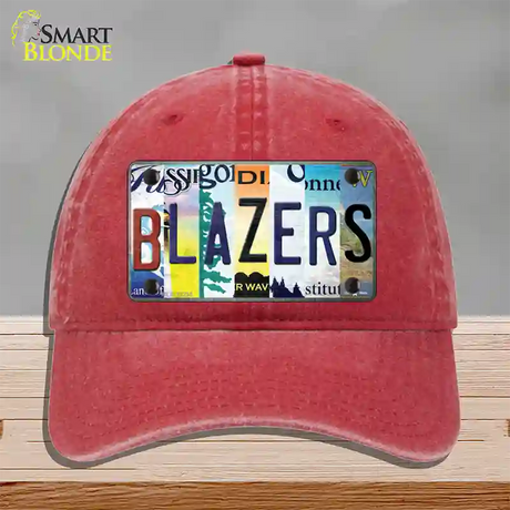 Blazers Strip Art Novelty License Plate Hat Tag Unconstructed Cotton / Red