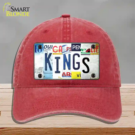 Kings Strip Art Novelty License Plate Hat Tag Unconstructed Cotton / Red