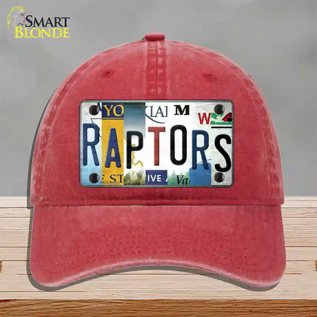 Raptors Strip Art Novelty License Plate Hat Tag Unconstructed Cotton / Red