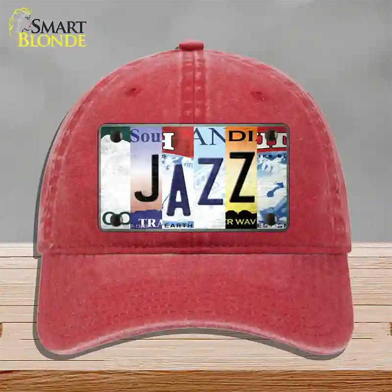 Jazz Strip Art Novelty License Plate Hat Tag Unconstructed Cotton / Red