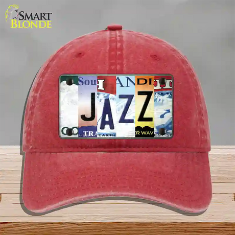 Jazz Strip Art Novelty License Plate Hat Tag Unconstructed Cotton / Red