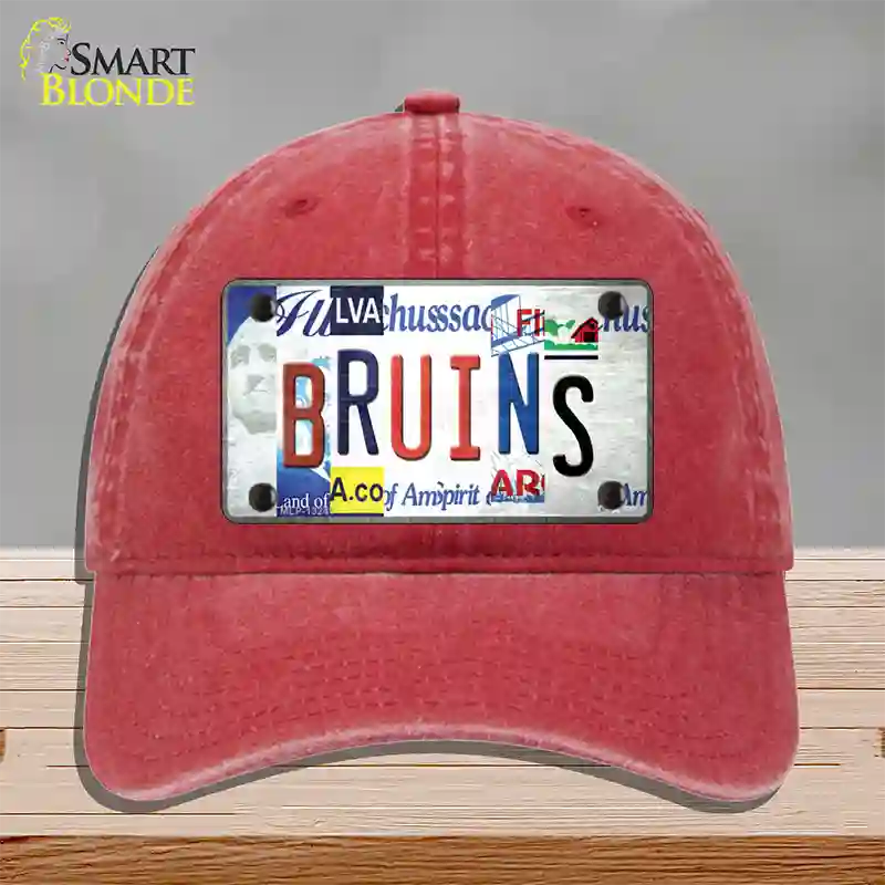 Bruins Strip Art Novelty License Plate Hat Tag Unconstructed Cotton / Red