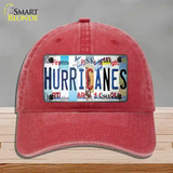 Hurricanes Strip Art Novelty License Plate Hat Tag Unconstructed Cotton / Red