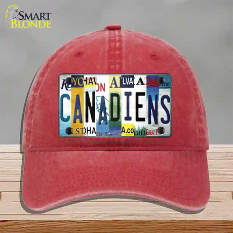 Canadiens Strip Art Novelty License Plate Hat Tag Unconstructed Cotton / Red