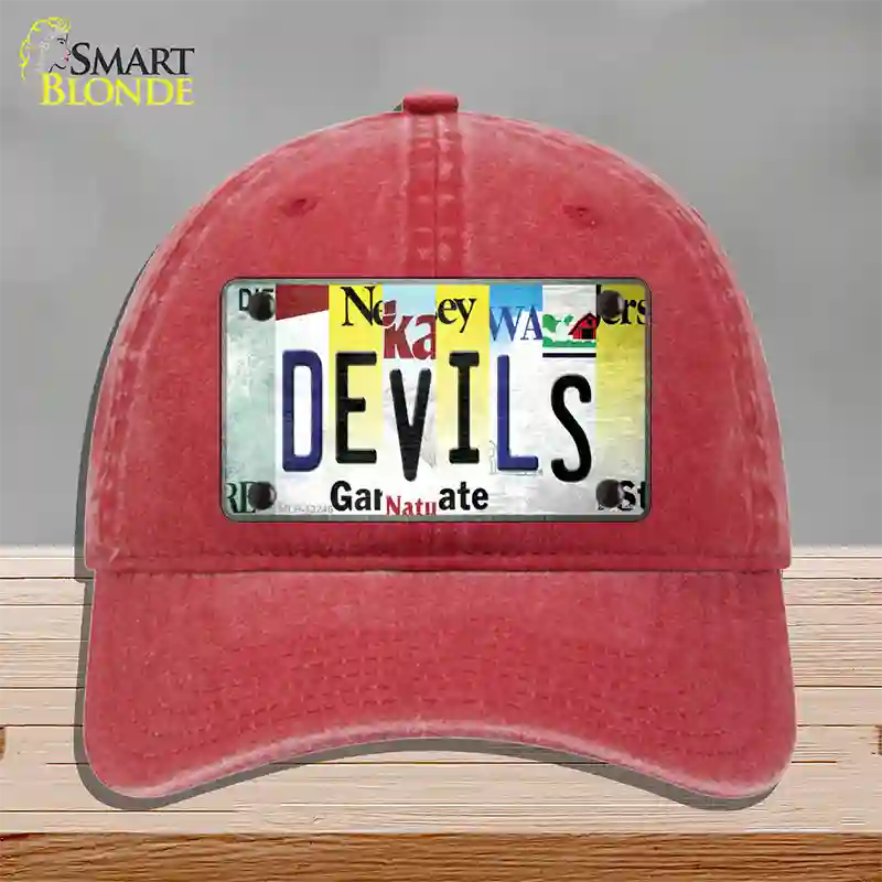 Devils Strip Art Novelty License Plate Hat Tag Unconstructed Cotton / Red