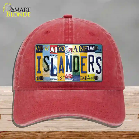 Islanders Strip Art Novelty License Plate Hat Tag Unconstructed Cotton / Red