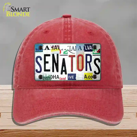 Senators Strip Art Novelty License Plate Hat Tag Unconstructed Cotton / Red