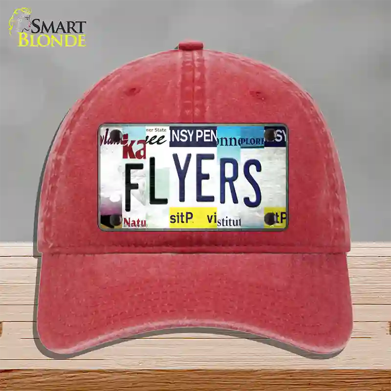 Flyers Strip Art Novelty License Plate Hat Tag Unconstructed Cotton / Red