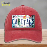 Capitals Strip Art Novelty License Plate Hat Tag Unconstructed Cotton / Red