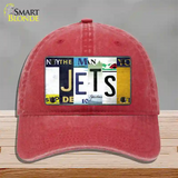 Jets Hockey Strip Art Novelty License Plate Hat Tag Unconstructed Cotton / Red