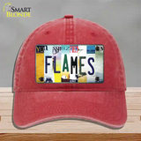 Flames Strip Art Novelty License Plate Hat Tag Unconstructed Cotton / Red