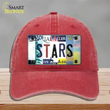 Stars Strip Art Novelty License Plate Hat Tag Unconstructed Cotton / Red