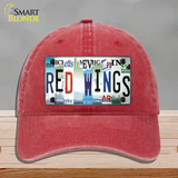 Red Wings Strip Art Novelty License Plate Hat Tag Unconstructed Cotton / Red