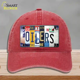 Oilers Strip Art Novelty License Plate Hat Tag Unconstructed Cotton / Red