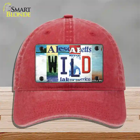 Wild Strip Art Novelty License Plate Hat Tag Unconstructed Cotton / Red