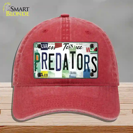 Predators Strip Art Novelty License Plate Hat Tag Unconstructed Cotton / Red