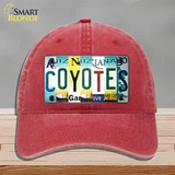 Coyotes Strip Art Novelty License Plate Hat Tag Unconstructed Cotton / Red