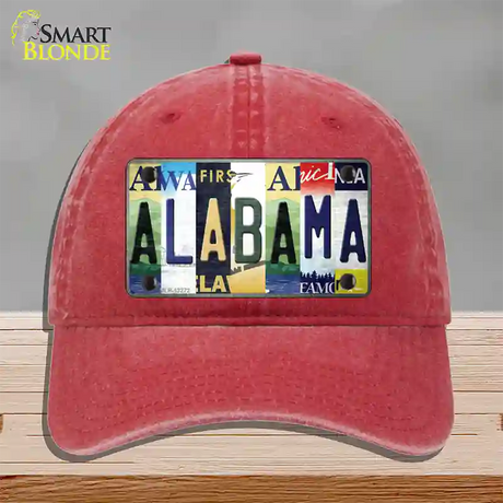 Alabama Strip Art Novelty License Plate Hat Tag Unconstructed Cotton / Red