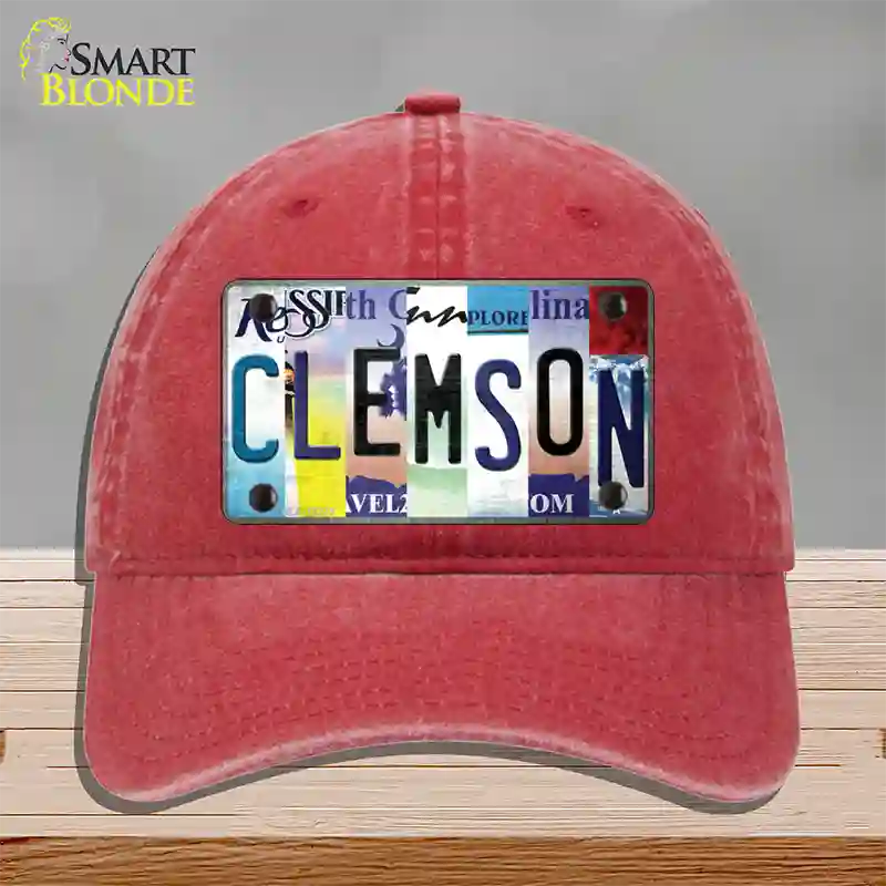 Clemson Strip Art Novelty License Plate Hat Tag Unconstructed Cotton / Red