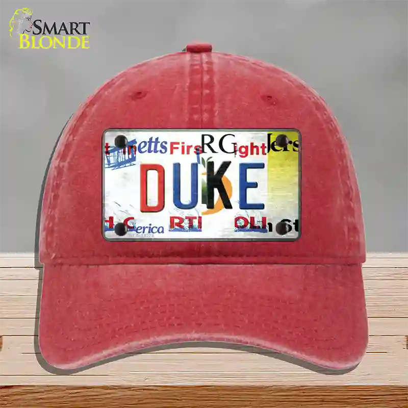 Duke Strip Art Novelty License Plate Hat Tag Unconstructed Cotton / Red