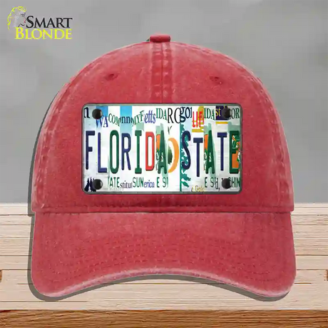 Florida State Strip Art Novelty License Plate Hat Tag Unconstructed Cotton / Red