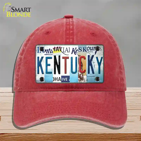 Kentucky Strip Art Novelty License Plate Hat Tag Unconstructed Cotton / Red