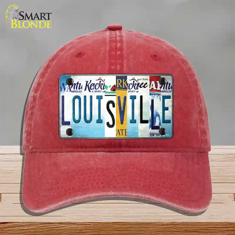 Louisville Strip Art Novelty License Plate Hat Tag Unconstructed Cotton / Red