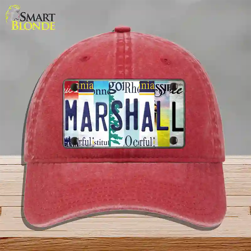 Marshall Strip Art Novelty License Plate Hat Tag Unconstructed Cotton / Red