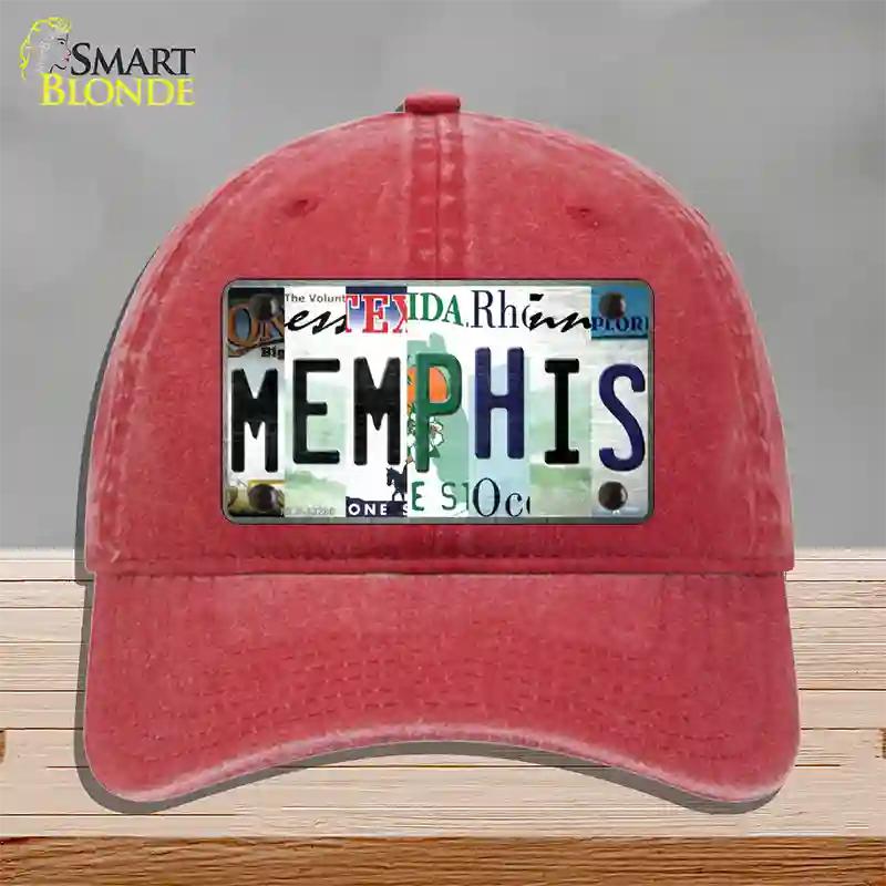 Memphis Strip Art Novelty License Plate Hat Tag Unconstructed Cotton / Red