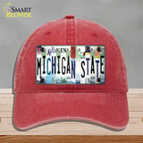 Michigan State Strip Art Novelty License Plate Hat Tag Unconstructed Cotton / Red