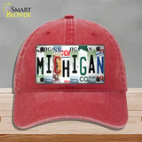 Michigan Strip Art Novelty License Plate Hat Tag Unconstructed Cotton / Red