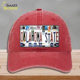 Oklahoma State Strip Art Novelty License Plate Hat Tag Unconstructed Cotton / Red