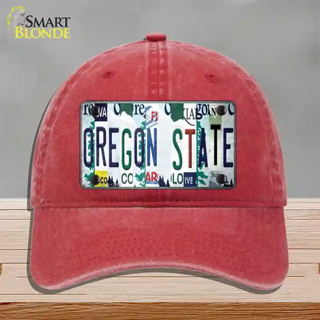 Oregon State Strip Art Novelty License Plate Hat Tag Unconstructed Cotton / Red