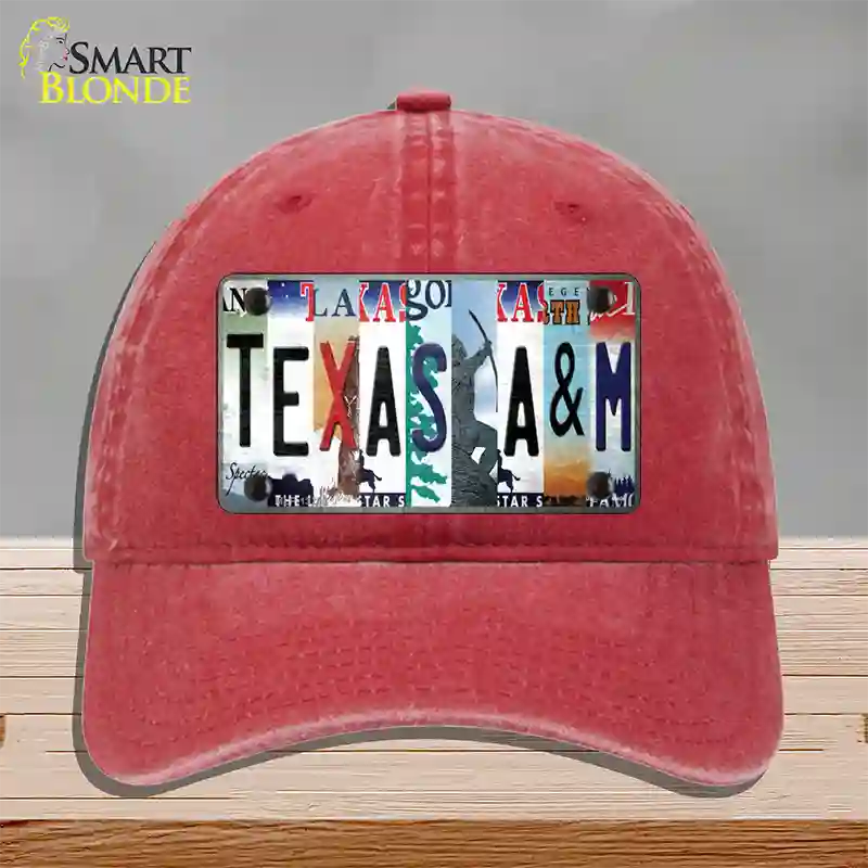 Texas A&M Strip Art Novelty License Plate Hat Tag Unconstructed Cotton / Red