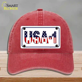 USA 1 Novelty License Plate Hat Unconstructed Cotton / Red