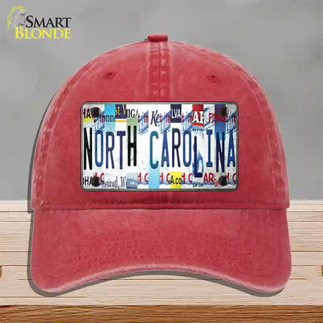 North Carolina Strip Art Novelty License Plate Hat Tag Unconstructed Cotton / Red