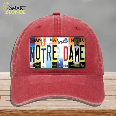 Notre Dame Strip Art Novelty License Plate Hat Tag Unconstructed Cotton / Red