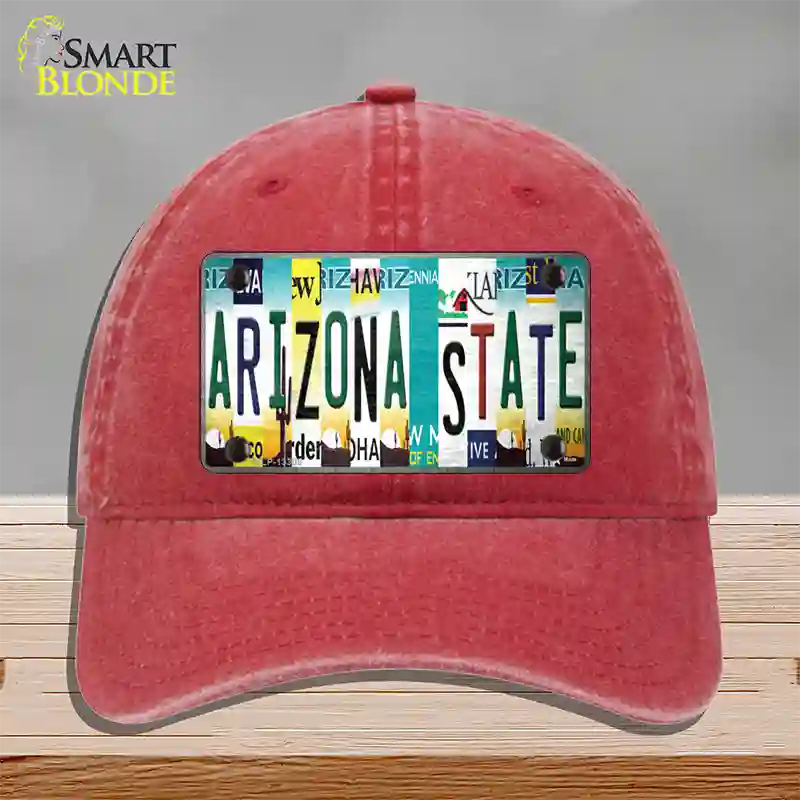 Arizona State Strip Art Novelty License Plate Hat Tag Unconstructed Cotton / Red