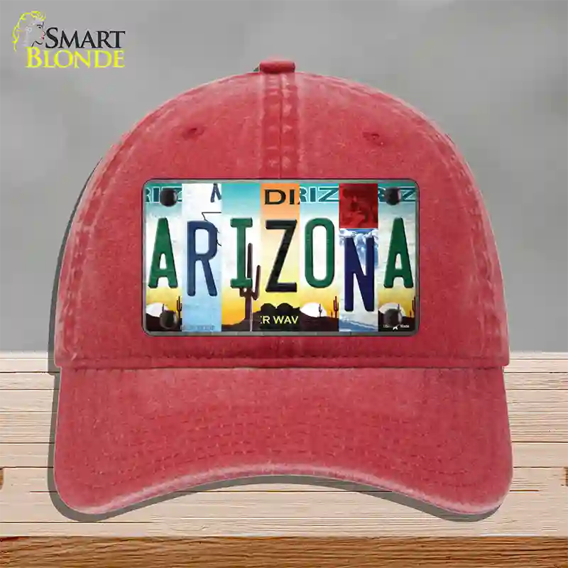 Arizona Strip Art Novelty License Plate Hat Tag Unconstructed Cotton / Red